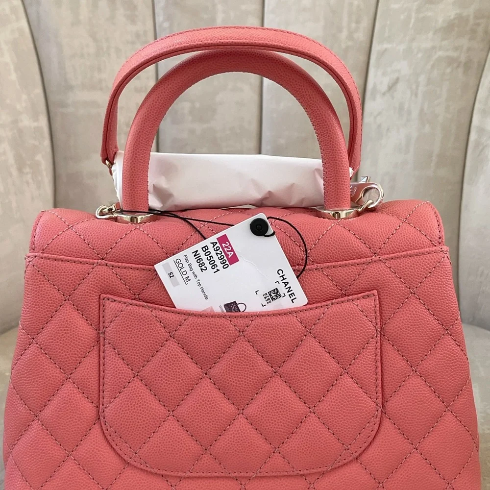 NEW CHANEL 22A Pink Caviar Small/ Old Mini Coco Handle Flap w/ receipt - Picture 3 of 15